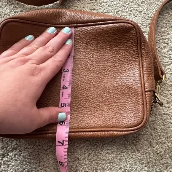 Quince Brown Italian Leather Small Crossbody Purse Bag Pebbled BROKEN ZIPPER - Picture 12 of 13